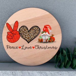 Holiday Decor Peace Love Gnome Christmas Door Hanging